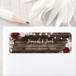 Burgundy and Blush Rustic Wedding Return Address