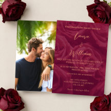 Burgundy and gold elegant picture wedding 