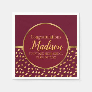 Burgundy and Gold Graduation Party Serviette