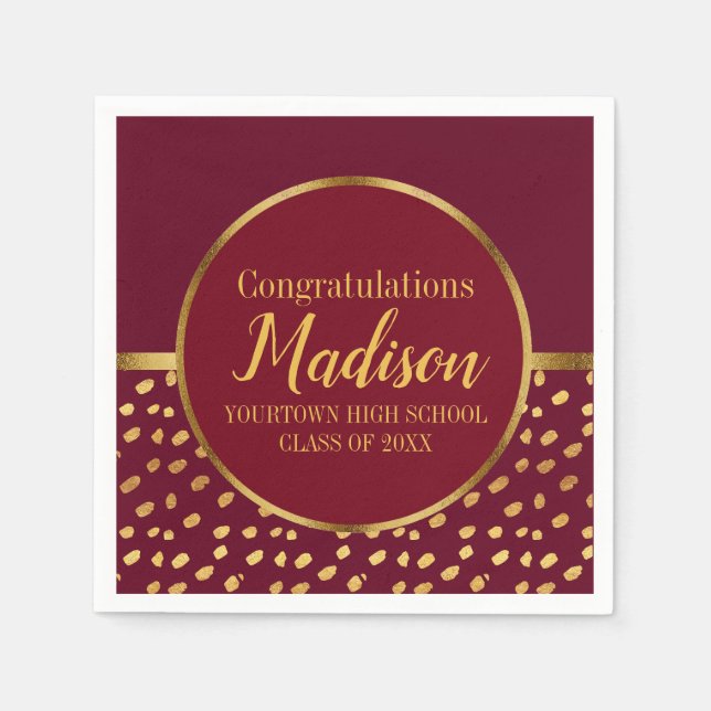 Burgundy and Gold Graduation Party Serviette (Vorderseite)