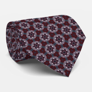 Burgundy and Gray Quilt Print Neck Tie Krawatte