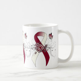 Burgundy and Ivory Ribbon with Butterfly Coffee Mu Kaffeetasse