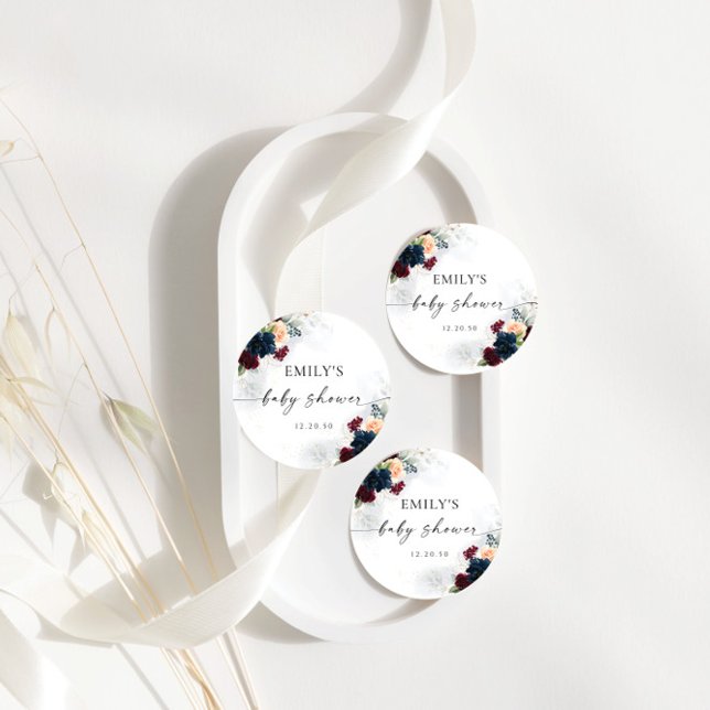 Burgundy and Navy Baby Shower Tag Geschenkanhänger (Von Creator hochgeladen)