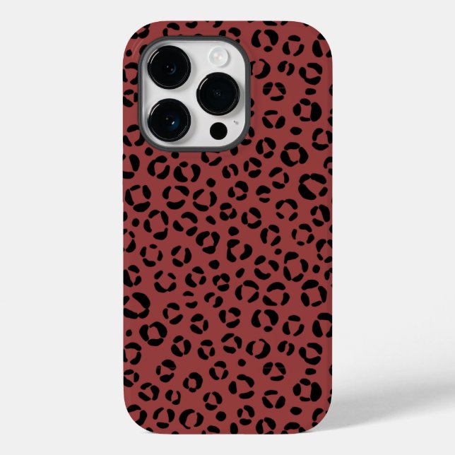 Burgundy Animal Print Case-Mate iPhone 14 Pro Hülle (Rückseite)