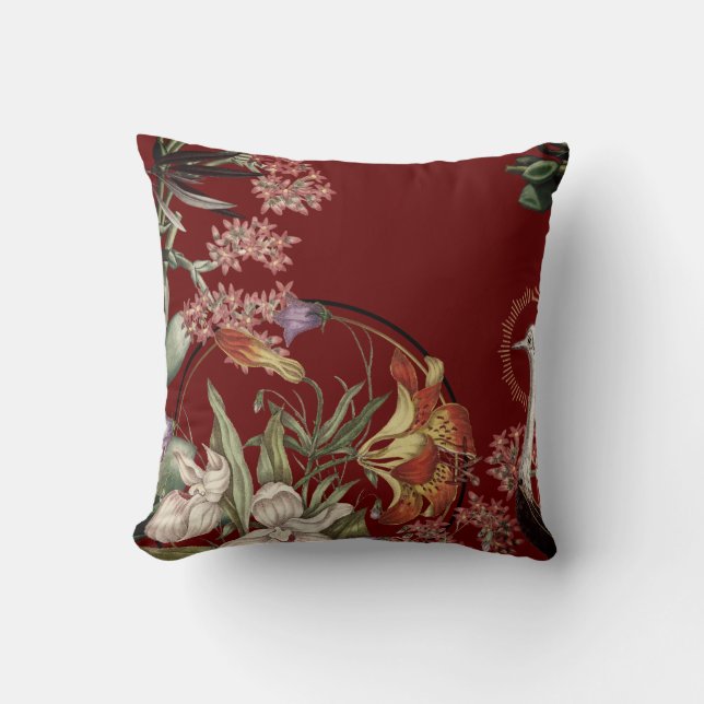 Burgundy Artistic Tiger Lily Floral Design Kissen (Vorderseite)