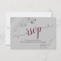 Burgundy auf der Hochzeit der Gray Silver Lace Cal