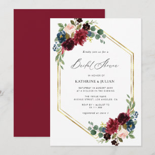 burgundy automne fleurie nuptiale invitation