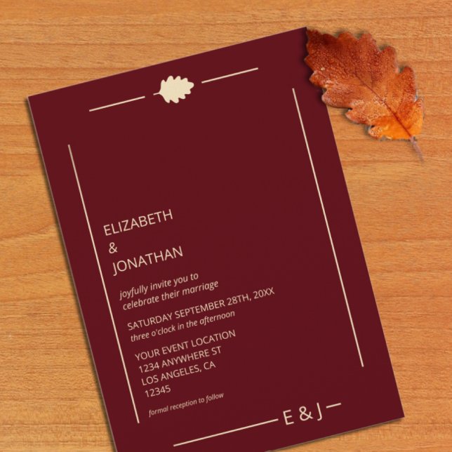 Burgundy Autumn Wedding Einladung (Von Creator hochgeladen)