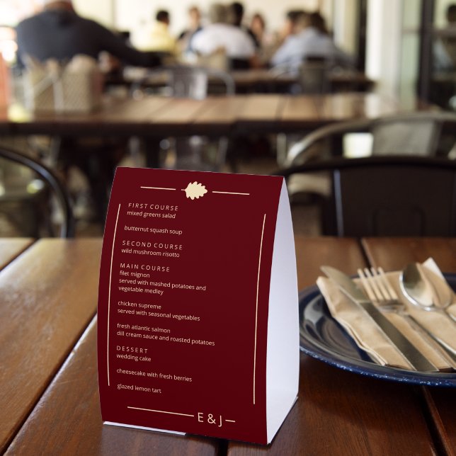 Burgundy Autumn Wedding Menu Tischaufsteller (In Situ (Restaurant))