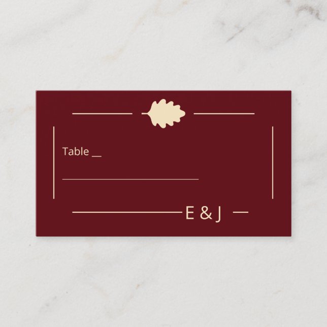 Burgundy Autumn Wedding Platzkarte (Vorderseite)