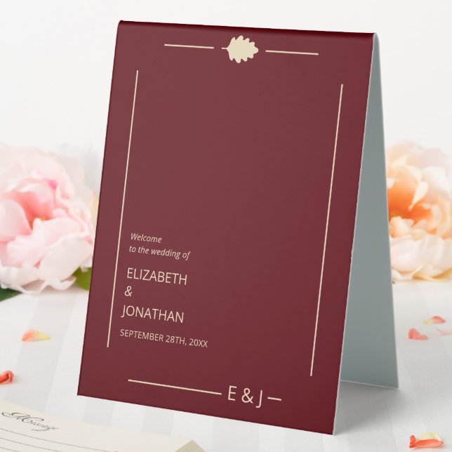 Burgundy Autumn Wedding Tischaufsteller (In Situ (Hochzeit))