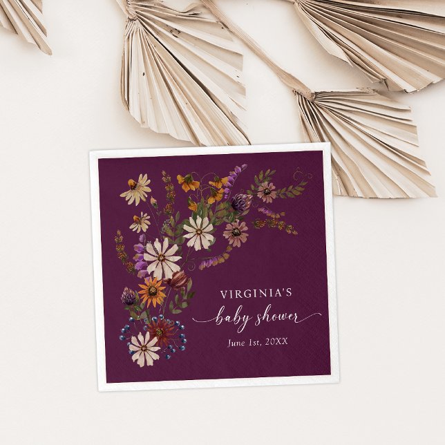 Burgundy Babydusche Napkins Serviette (Burgundy Baby Shower Napkins
)