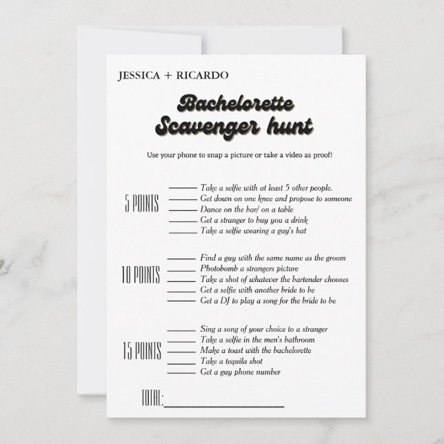 Burgundy Bachelorette scavenger jagen Einladung (Vorderseite)