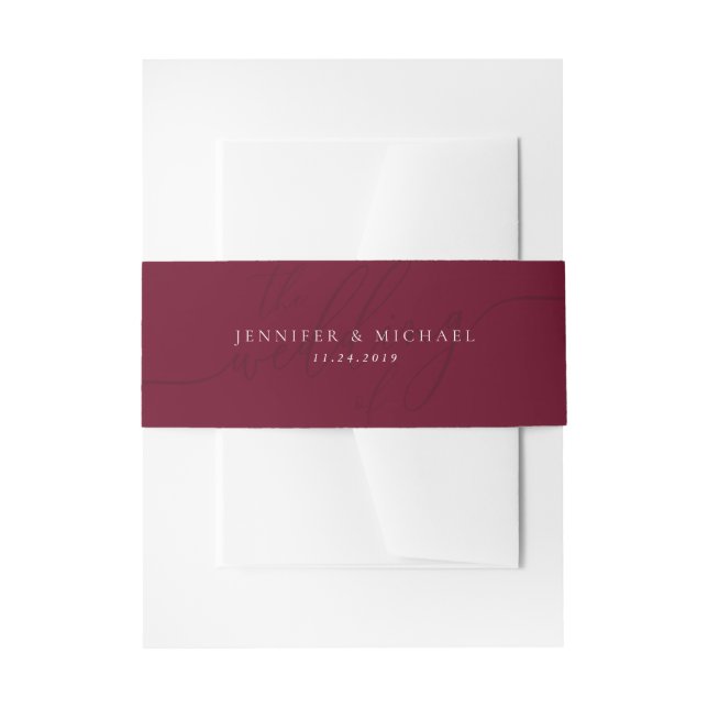 Burgundy Basic Suite Wedding Einladungsbanderole (Vorderseite Beispiel)