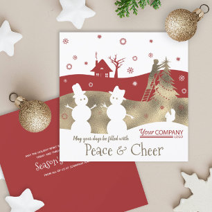Burgundy & Beige Business Company Holiday Card Einladung