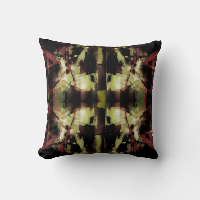 Burgundy Beige Green Black Symmetric Mosaik Kissen (Vorderseite)