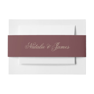 Burgundy Beige Old Money Boho Wedding Invitation Einladungsbanderole