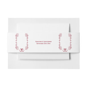 Burgundy Bells Scrollwork Design Wedding Einladungsbanderole