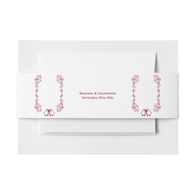 Burgundy Bells Scrollwork Design Wedding Einladungsbanderole (Vorderseite Beispiel)