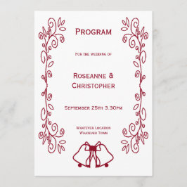 Burgundy Bells Scrollwork Design Wedding Programm