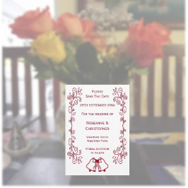 Burgundy Bells Scrollwork Design Wedding Save The Date