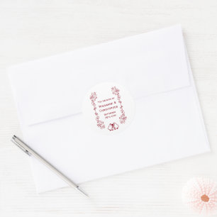 Burgundy Bells Scrollwork Wedding Design Runder Aufkleber
