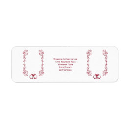Burgundy Bells Scrollwork Wedding Rücksendeadresse