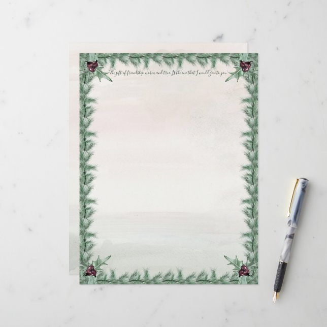 Burgundy Berry Holly Pine Christmas (Vorderseite/Rückseite Beispiel)