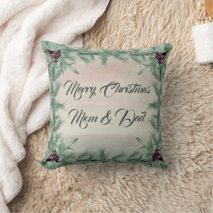 Burgundy Berry Holly Pine Christmas Kissen