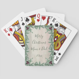 Burgundy Berry Holly Pine Christmas Spielkarten