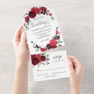 Burgundy Berry Pink Marsala Wedding Details UAWG All In One Einladung