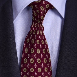 Burgundy Bitcoin Ethereum Krypto-Symbole Krawatte