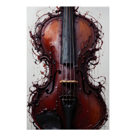 Burgundy Black Abstrakt Violin Poster