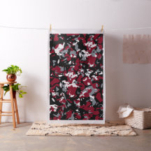 Burgundy Black Camouflage Fabric