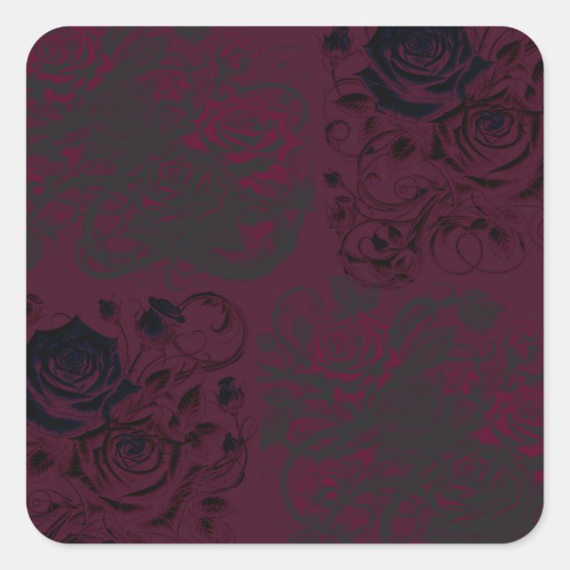 Burgundy & Black Dark Garden Gothic Glam Wedding Quadratischer Aufkleber (Vorderseite)
