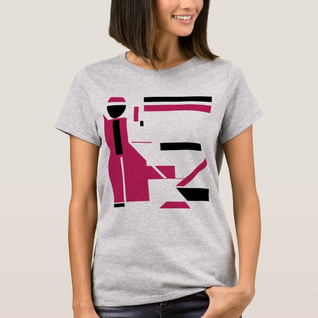 Burgundy Black Geometric Art MCM Look T-Shirt (Vorderseite)