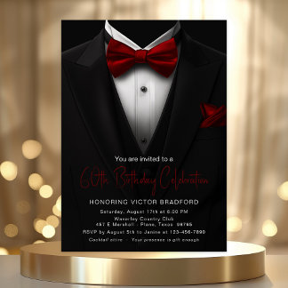 Burgundy Black Tuxedo Mens beliebig viele Geburtst Einladung
