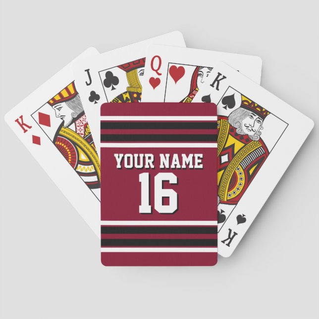 Burgundy Black Wht Team Jersey Name Spielkarten (Rückseite)