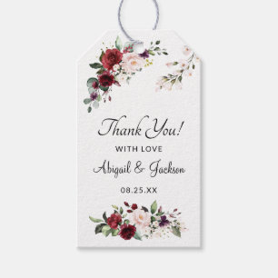 Burgundy Bliss Floral Gastgeschenk Hochzeit Vielen Geschenkanhänger