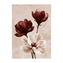 Burgundy Bloom | Affiche d'art floral peint