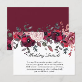 Burgundy Bloom Blush Blue Floral Wedding Begleitkarte