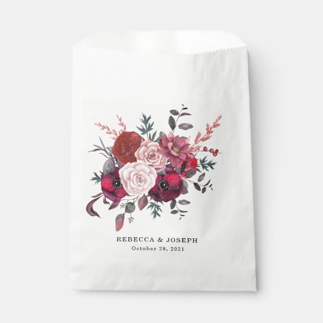 Burgundy Bloom Wedding Geschenktütchen (Vorderseite)