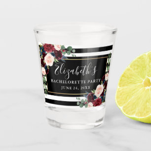 Burgundy Blue Floral Junggeselinnen-Abschied gestr Schnapsglas