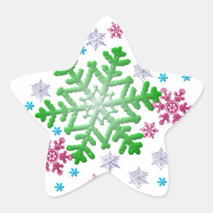 Burgundy Blue Green & Silver Snowflakes Stern-Aufkleber