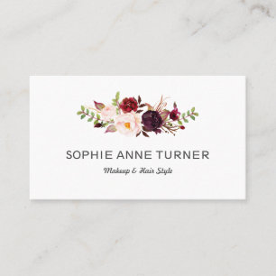Burgundy Blume Beruflich Makeup Hair Style Visitenkarte