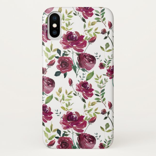 Burgundy-Blume | Blumenmuster Case-Mate iPhone Hülle (Rückseite)