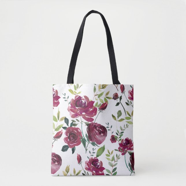 Burgundy-Blume | Blumenmuster Tasche (Vorderseite)