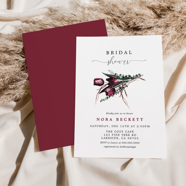 Burgundy Blume Bunch Brautparty Einladung (Von Creator hochgeladen)