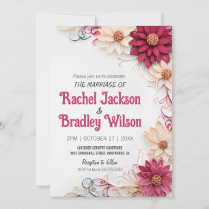 Burgundy Blume Hochzeitspapier-Quilling simuliert Einladung