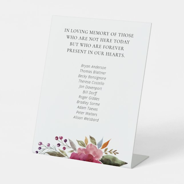 Burgundy Blume School Wiedersehen-Memorial Sockelschild (Vorderseite)